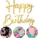 Wokceer Happy Birthday Sign for Backdrop Arch Decorations Large Gold Happy Birthday Sign Letters Birthday Banner for Birthday Party Baby Shower Photography Background Decor (15.7 Inch x 5.7 Inch)