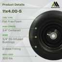 MARASTAR 00232 Universal Fit Flat-Free 11x4.00-5 Tire and Wheel Assembly, Zero Turn Lawn Mower Replacement Tires, Smooth Tread, Adapter Kit included