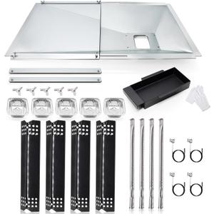 Hiorucet Grill Grease Tray Replacement Parts for Nexgrill 4 Burner 720-0925P, 720-0925, Drip Pan with Catch Pan, Heat Plate Flame Tamer, Burners Tubes and Igniters for Home Depot Nexgrill Grill Parts.