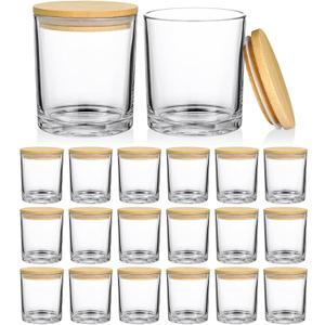 SUPMIND 20 Pack 14 fl.oz Glass Candle Jars - Clear Empty Candle Vassels with Bamboo Lids, Bulk Containers Jars for Making Candles 12 14 fl.oz