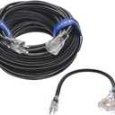 Clear Power Combo Pack 150ft 12/3 SJTW Black Outdoor Extension Cord w/Power Indicator Light & 2ft Black 3-Outlet Adapter w/Power Indicator Light, CP10223