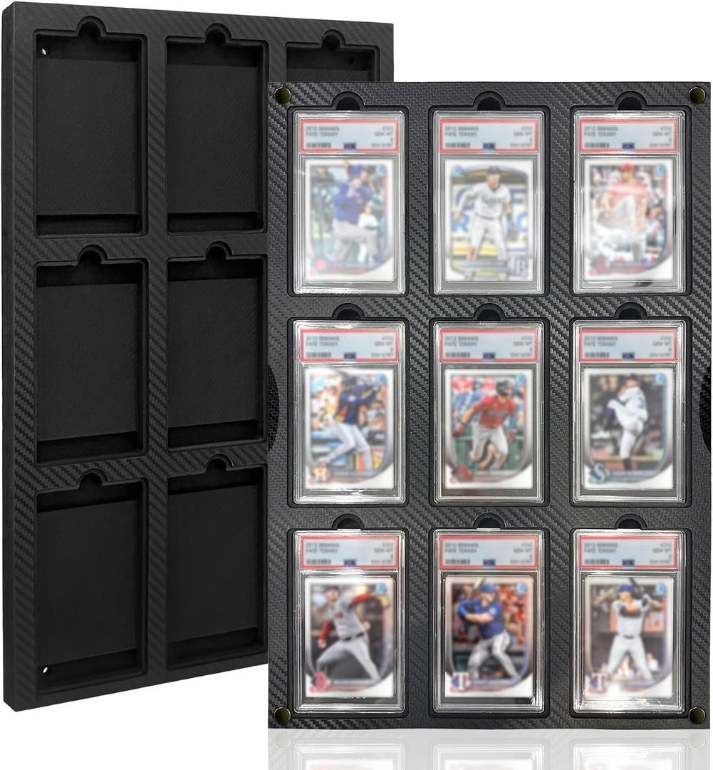 9 Slots Wall-Mounted Graded Card Display Compatible with Psa,Black