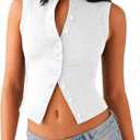 Womens Going Out Tops Summer Spring Ribbed Tank Sexy Crop Cute Y2K Button Down T Shirts Fashion Clothes 2026 Small