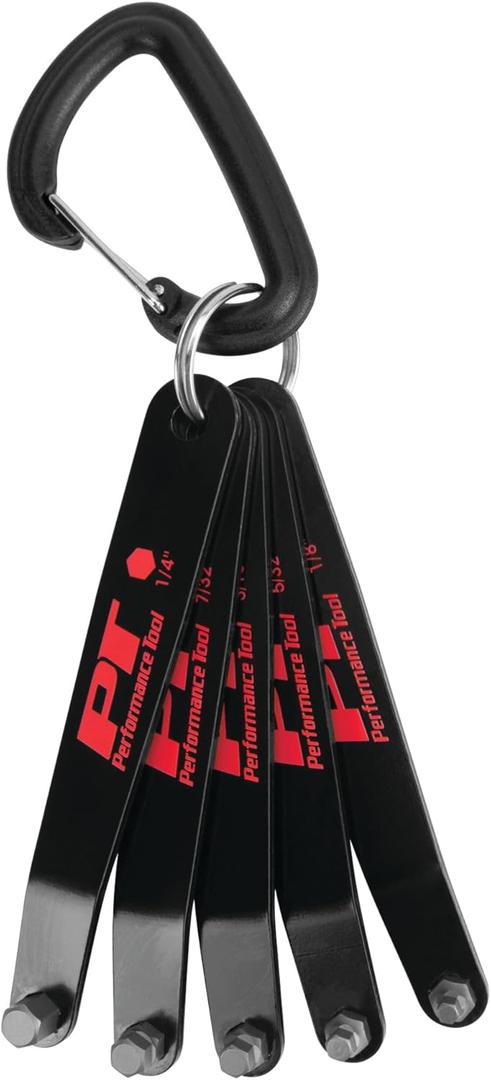 Performance Tool W86108 SAE Low Profile Offset Hex Key Wrench Tool Set for Workshops and Garages, Black, 5-Piece Set