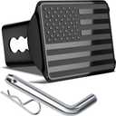 Heavy American Flag Metal Trailer Hitch Cover for 2 Inch Receivers (with Trailer Hitch Pin & Clip),Black
