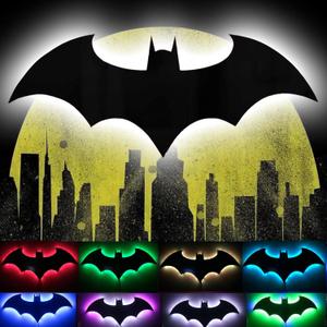 LED Bat Night Light Superhero Cool Signal Lamp with 16 Colors Remote Control Wall Sconce Acrylic Engraved Neon Sign LightDecor for Bedroom Party Room Wall (Black)