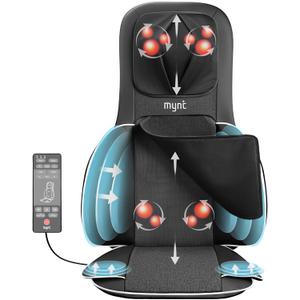 Mynt FSA Eligible HSA Approved Shiatsu Neck and Back Massager for Chair with 10 Deep Kneading Nodes, 2D & 3D Adjustable Back Massage with Heat, Portable Massage Chair Pad with Cover