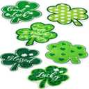 Haull 6 Pcs St. Patrick's Day Bathroom Rug Shamrock Bath Rug Lucky Green Clover Saint Patty's Day Bathroom Mat Shamrocks Doormat Irish Washable Nonslip Absorbent Shower Mat for Bedroom 15.8" x 15.8"