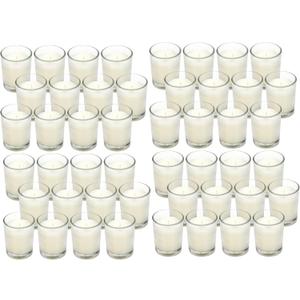 Hosley 48-Pack Ivory Unscented Votive Candles, Clear Glass, 10-12 Hr Burn, Hand-Poured, Ideal for Weddings, Parties, Aromatherapy, Holidays, Gifts