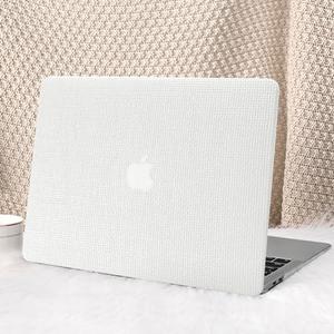 Seorsok Compatible with MacBook Air 13 Inch Case2022 2021 2020 2019 2018 Release A1932 A2179 M1 A2337 Touch ID,Elegant Leather Plastic Hard Shell Case with Transparent Keyboard Cover,White Woven