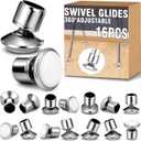 Chunful 16 Pcs 5/8'' Swivel Glides with Beveled Ferrule for Stacking Chair Nylon Steel Plate Base Replacement Swivel Chair Glide Adjustable Furniture Leveler Feet Nickel Plated