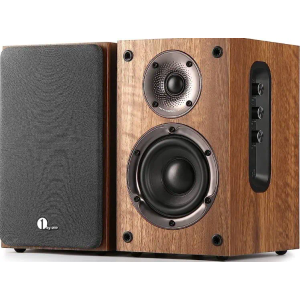 1 by ONE Bluetooth Bookshelf Speakers, Active 2 Way Speakers with 60 Watts RMS, 100 Watts Peak Power, Turntable Speakers with RCA x 2/Bluetooth/Coaxial/Optical