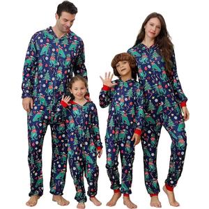 Christmas Onesie Pajamas Family Vacation Novelty One-piece Hooded Matching PJs Allover Pattern Sleepwear Nightwear Size S