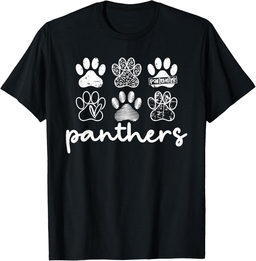 Vintage Panthers School Sports Name for Men Women Kids T-Shirt (Black, L)