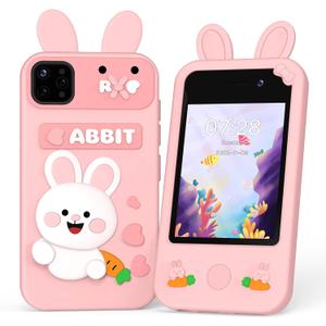 Kids Smart Phone for Girls Ages 3-8, No WiFi Toy Phone with 2.8" Touchscreen, Dual Camera, 32GB Card, Games, Music & Stories, Toddler Learning Cell Phone, Birthday for Kids (Pink)