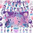 41 Pcs Demon Hunters Birthday Decorations,Kpop Theme Party Supplies,Set of Anime Super Star Backdrop Balloons Banner Hanging Swirls and Cake Cupcake Topper