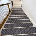 15 Pcs Non Slip Stair Treads for Wooden Steps 8 x 32 Inch Peel and Stick Carpet Stair Treads with Reusable Adhesive Indoor Staircase Rugs Bulk Dark Gray Mats for Home Elders Pets Supplies