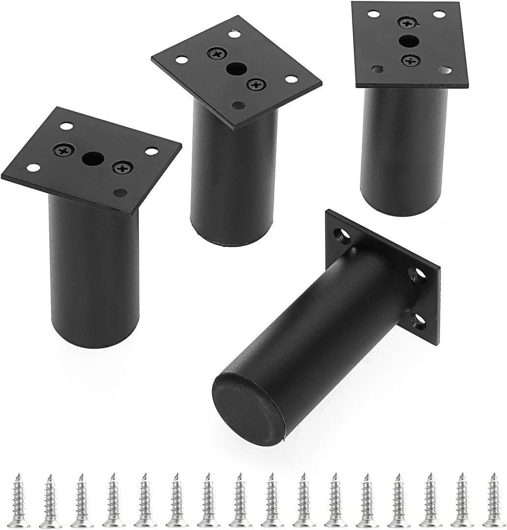 Sumnacon 4Pcs 4 Inch Aluminum Alloy Furniture Cabinet Legs - Adjustable Replacement Legs for Worktop/Unit/Breakfast Bar/Desk Table Black