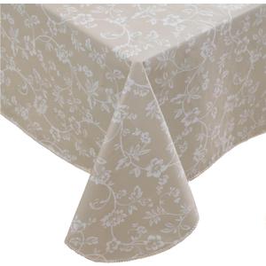 Heavy Duty Vinyl Tablecloth with Flannel Backing Waterproof Oil-Proof Plastic Table Cloth Stain-Resistant Wipeable Rectangle or Square Table Cover for Indoor and Outdoor (Beige Floral,54x54 Inch)