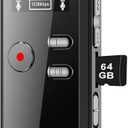 64GB Digital Voice Activated Recorder with Playback - 4552 Hours Audio Recording Device, 3072Kpbs HD Dual MIC Tape Recorder Device for Lecture A-B Repeat, MP3 Player,64GB TF Card Included