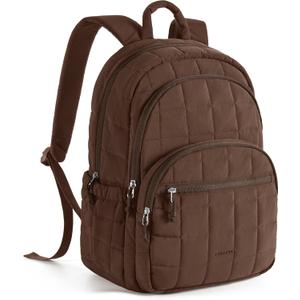 BAGSMART College Laptop Backpack, Travel Backpack for Women, Quilted Casual Daypack, Water-Resistant Bookbag for 15.6 Inch Laptop, Chocolate