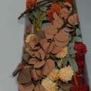 Fall Flowers, Burnt Orange Faux Kiku Flowers Artificial 10 Stems + Eucalyptus, Fake Silk Mums Fall Floral Centerpiece, Autumn Decor, Terracotta Mini Balls Faux Stems For Vase, Autumn Decoration