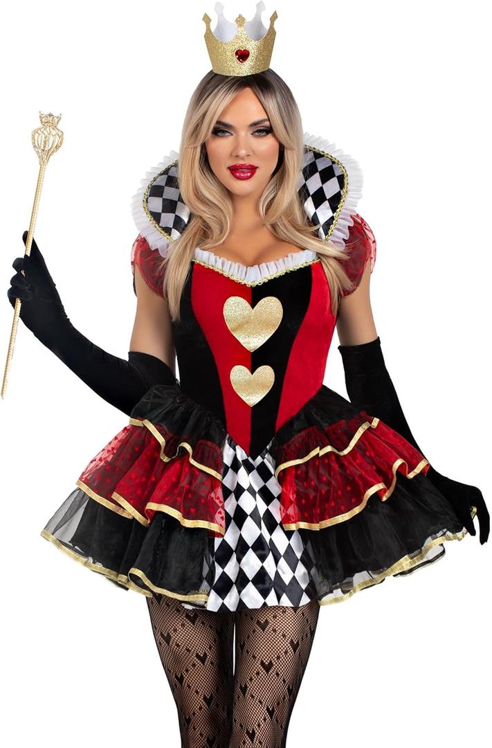 Leg Avenue Womens 2 Pc Queen of Hearts Halloween Costume for Women (Medium, Multicolor)