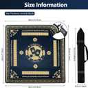 Upgraded Navy Blue & Gold Mahjong Mat 31.5x31.5 Inch - Non-Slip Rubber, Waterproof, Noise Reducing Table Cover for American & Chinese Mahjong, D20 Dice, Poker, Board Games with Carry Bag
