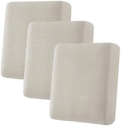 H.VERSAILTEX Super Stretch Individual Seat Cushion Covers - Sofa & Couch Cushion Slipcover Sets - Thick Jacquard Textured Twill Fabric (3 Piece, Island Fossi)