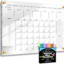 Classic Acrylic Calendar for Wall | Oversize 36' X 24' | Clear Home Office Glass Calander Dry Erase Board Large Reusable Whiteboard Big Monthly Family Planner 9X Liquid Chalk Markers
