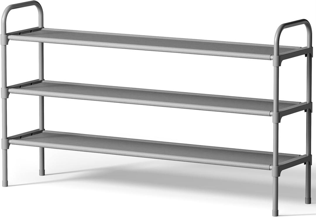 Kitsure Extra-Long Shoe Rack for Closet, Shoe Organizer for Front Door Entrance, Stackable Shoe Shelf, Detachable Closet Organizers and Storage, 39.0" Wide - 3 Tier, Grey