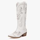 Cowboy Boots for Women - Wide Calf Knee High Cowgirl Boots, Glitter Sparkly Rhinestone Western Country Boots with Classic Embroidery, Pointed Toe Pull On Zipper Retro Boots Size 13