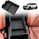TripleAliners for Sportage 2023 2024 2025 2026 Center Console Organizer with Leather Trim Console Storage Box Compatible with Kia Sportage 2023-2026 NQ5 Accessories (Leather Black) EX/LXSX/X-Line
