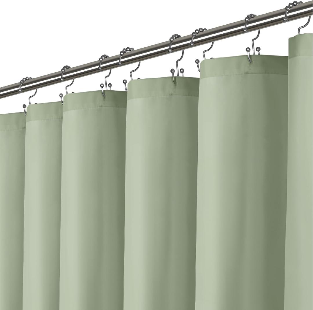 LiBa Green Shower Curtain, Fabric, Water Repellent Shower Curtain, Decorative Bathroom Curtains, 72" W x 72" H, Heavy Duty, Easy to Clean(Green)