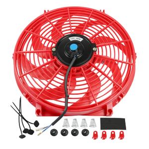 JDMSPEED New 14" Inch Universal Slim Fan Push Pull Electric Radiator Cooling 12V Red Kit