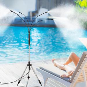 LifeIdeas Standing Misters for Outside Patio, 49.2IN Adjustable Stand Mister, Outdoor Portable Stand Misting with 32.8FT(10M) Water Supply Line, Mister Cooling System for Patio Cooling, Backyard, BBQ