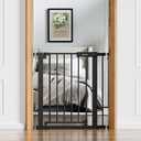 Babelio Baby Gate for Doorways and Stairs, 26-31" Pet Gate with Wide Walk Thru Door and Lock Indicator, No Drill Pressure Mounted Safety Gate with Double Lock and Self-Closing, Black