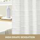 Extra Long Farmhouse White Shower Curtain Boho, 72 x 78 Cotton Blend Tufted Weave Waffle Stripe Textured Heavy Duty, Fabric Shower Curtain for Bathroom, Hotel