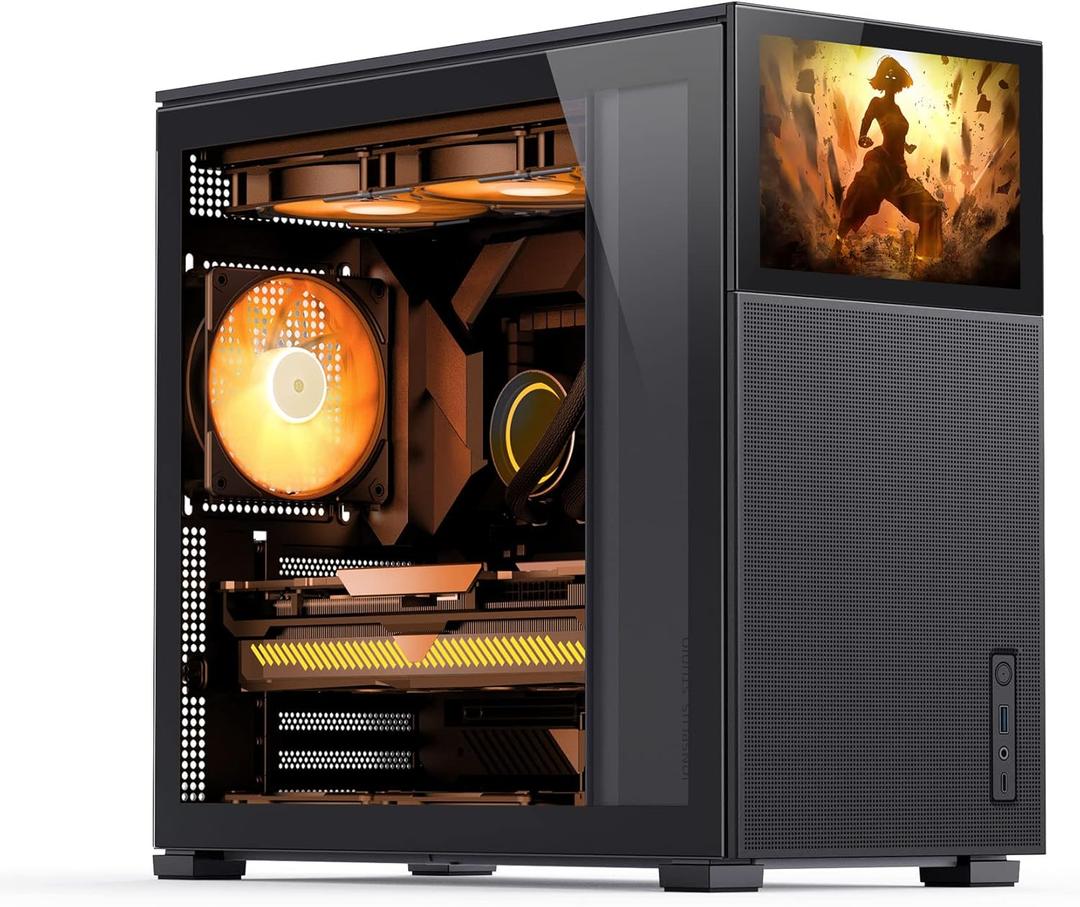 JONSBO D41 MESH SC Black ATX Computer Case with Screen, ATX PC Case Mid Tower/Support RTX 4090(335-400mm) GPU 360/280AIO,Power A-TX/SFX: 100mm-220mm Multiple Tool-Free Design,Black