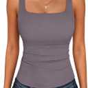 ANRABESS Tank Top for Women Summer 2026 Double Lined Sleeveless Square Neck Basic Tight Workout Tees Shirts