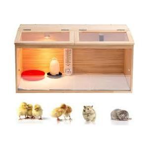 32Inch Chick Brooder Box, Integrated 3 Heating Lamps and Thermostat Controller, Starter Habitat for 35 Chicks, Ducks, Quail, 321616 inches, (No Extra Equipment Required, Style 02)