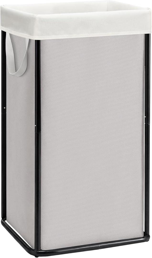 STORAGE MANIAC Large Laundry Hamper, 23.7 Gal. Metal Laundry Basket with Removable Bag for Easy Carry, Strong Dirty Clothes Hamper for Bedroom, Bathroom, Dorm, College, 90L Grey (1 Section, Gray)