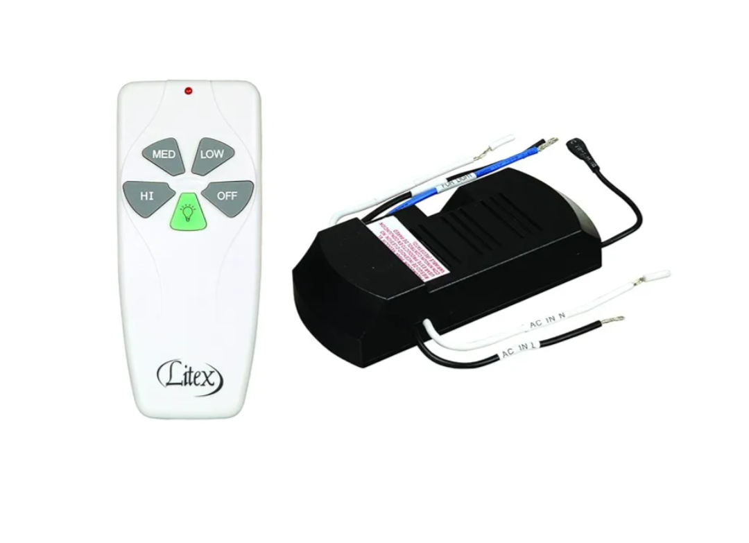Litex RCI-103 Universal Remote Control with Three Speeds and Full Range Dimmer White, 4.50x0.50x2.5