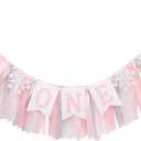 Winter Onederland Highchair Banner - Pink Snowflake First Birthday High Chair Banner, Winter Wonderland One party Decoration, Party Supplies for 1st Birthday Girls, Snowflake Birthdays Party Photo Props