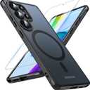 OWKEY Samsung Galaxy S25 Ultra Case 6.86'', Magnetic S25 Ultra Case for Magsafe with Tempered Glass Screen, [Shockproof Military] Translucent Back Slim Bumper Cover Phone Case Galaxy S25 Ultra, Black