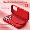 TAURI for iPhone 16 Pro Case, Removable Magnetic Wallet Case with Card Holder, [Compatible with MagSafe] Durable PU Leather Phone Case with Wireless Charging, Red