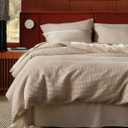 Bedsure Cotton Duvet Cover King - 100% Cotton Waffle Weave Khaki Duvet Cover King Size, PureWoven Breathable Tan Bedding Set for All Season, 3 Pieces, 104"x90"