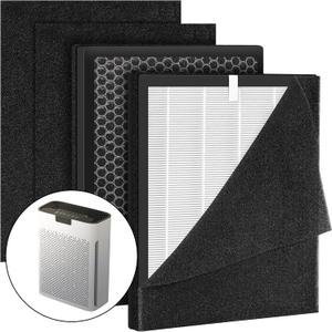 2 Pack KJ190L Replacement Filter,Compatible with MOOKA KJ190L Pet Air Purifier,Suitable for Large Room with 2000 Ft, 2 Replacement Filter & 4 Washable Pre-Filters for Pet-raising family