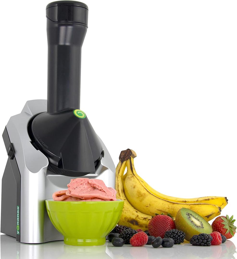 Yonanas Classic Frozen Fruit Soft Serve Maker for Vegan, Dairy-Free Frozen Dessert Treats, Includes 36 Recipes, 200-Watts, Silver