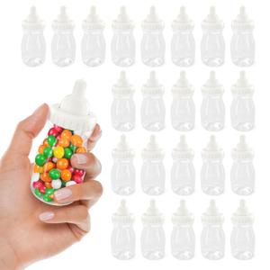 24 Pcs Small Bottles for Mom to Be Party  Clear Fillable Milk-Shaped Containers for Candy, Figurines, Coins, Trinkets  Durable Plastic Decoration for Shower Party elebration, Events, Fun Activities